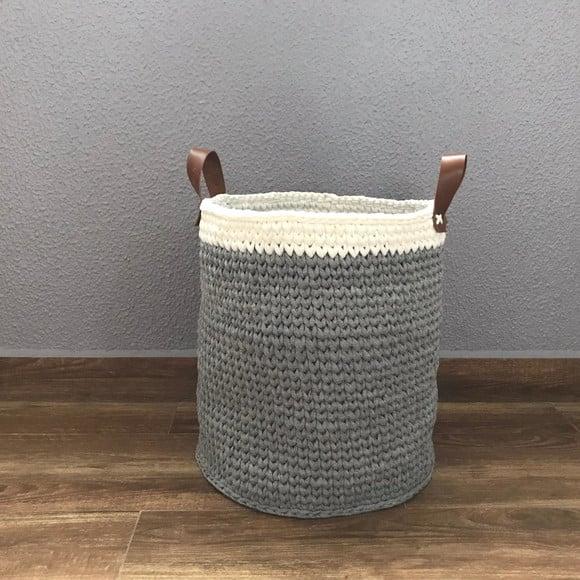 Cesto Fio de Malha 40x40 c alça de couro ecológica