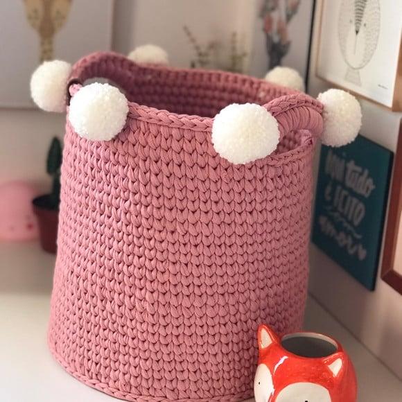Cesto Fio Malha 30x30 com pompons