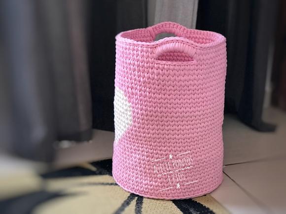 Cesto Fio Malha 30x40 com coração grande