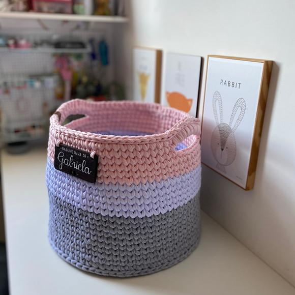 Cesto Fio Malha 40x30 com Plaquinha Personalizada