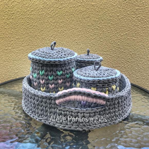 Kit Higiene de Bebê - 3 Potes com Tampa