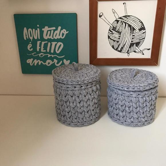 Porta Algodão e Porta Cotonete com Tampa