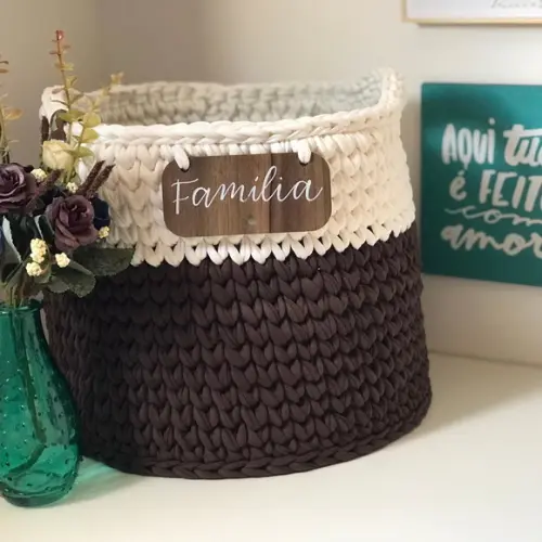 Cesto Fio de Malha 30x25 com Plaquinha