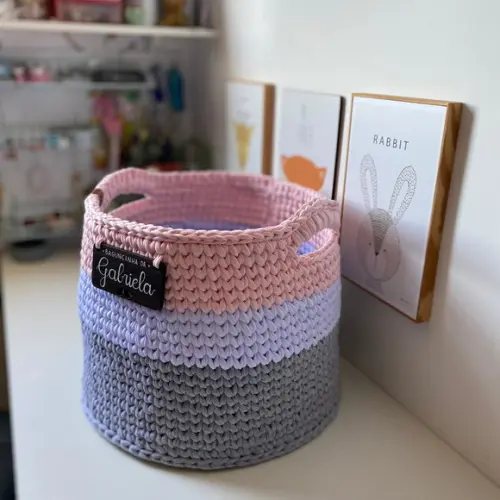 Cesto Fio Malha 40x30 com Plaquinha Personalizada