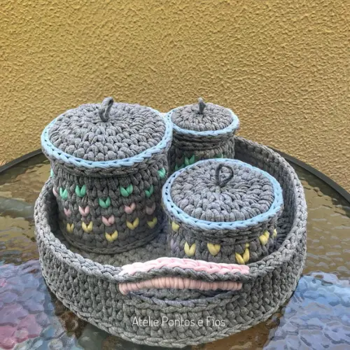 Kit Higiene de Bebê - 3 Potes com Tampa
