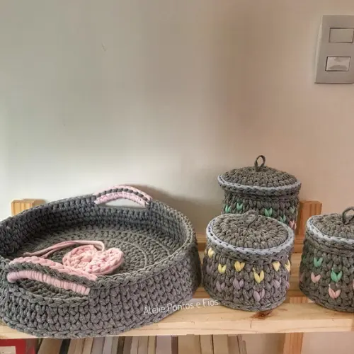 Kit Higiene de Bebê - 3 Potes com Tampa