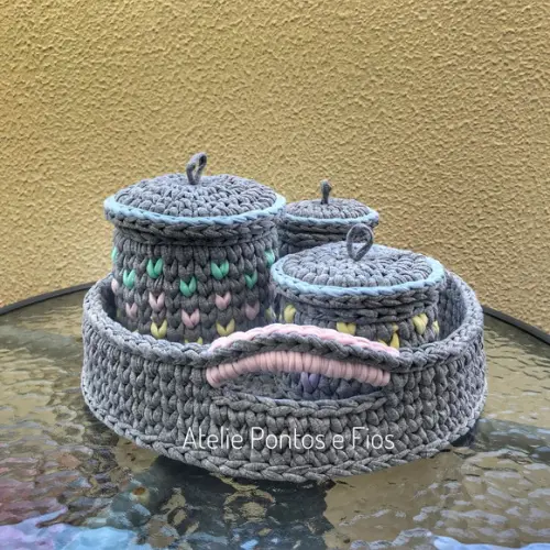 Kit Higiene de Bebê - 3 Potes com Tampa