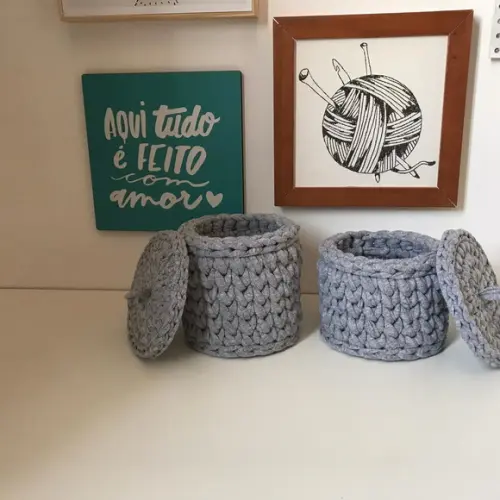 Porta Algodão e Porta Cotonete com Tampa