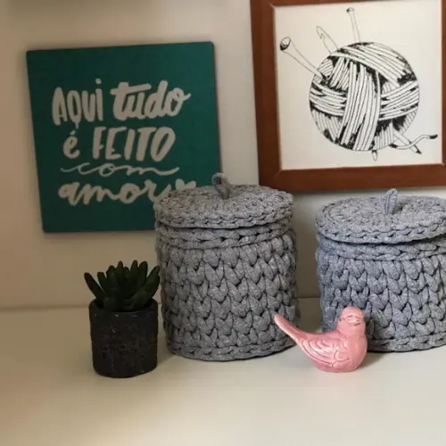 Porta Algodão e Porta Cotonete com Tampa