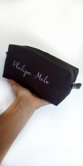 Nécessaire Box Preta Personalizada com Nome - Masculina