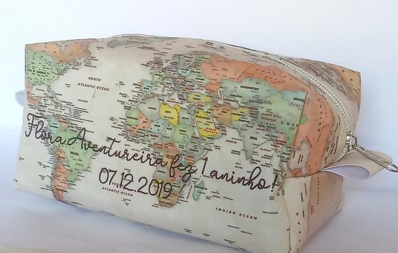 Necessaire Personalizada Mapa Mundi