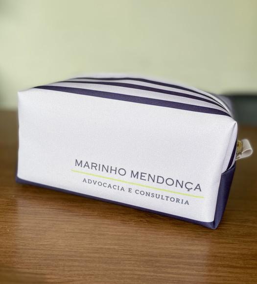 Nécessaire Listrado Azul Personalizada com Logo Marca
