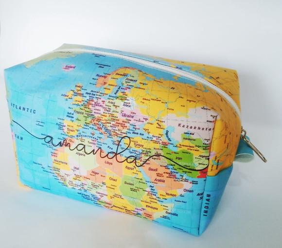 Necessaire Personalizada Mapa Mundi