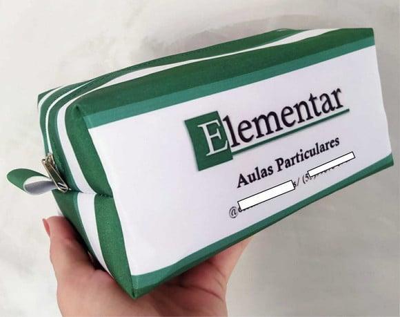 Necessaire Personalizada com Logo Marca Verde Listrada