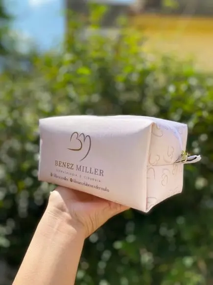 Necessaire Bege Personalizada com Logo Marca-brinde de Luxo