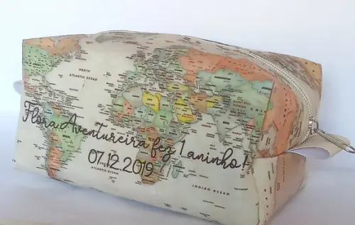 Necessaire Personalizada Mapa Mundi