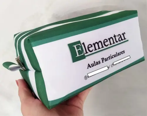 Necessaire Personalizada com Logo Marca Verde Listrada