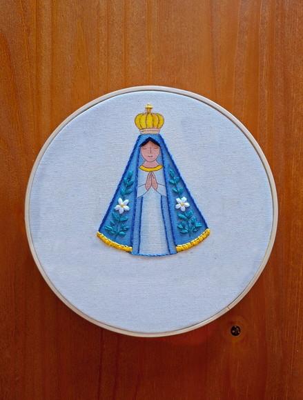 Bastidor Bordado Porta Alianças Nossas Senhora Aparecida