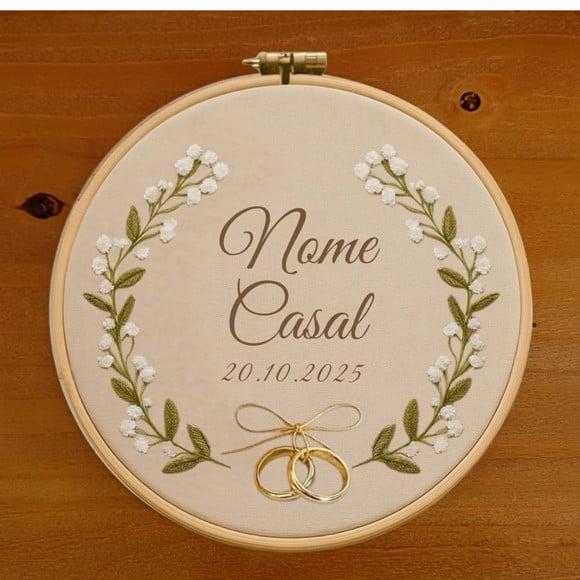 Bastidor Bordado Porta Alianças Véu de Noiva Gypsophila