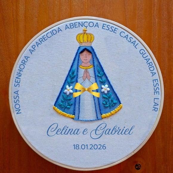 Bastidor Bordado Porta Alianças Nossas Senhora Aparecida