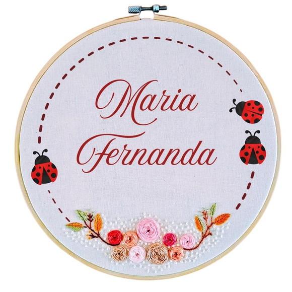 Bastidor Bordado Porta Maternidade Personalizado Joaninha