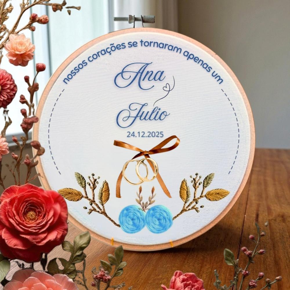 Porta Alianças Rosas Personalizado com Frase ou Salmo