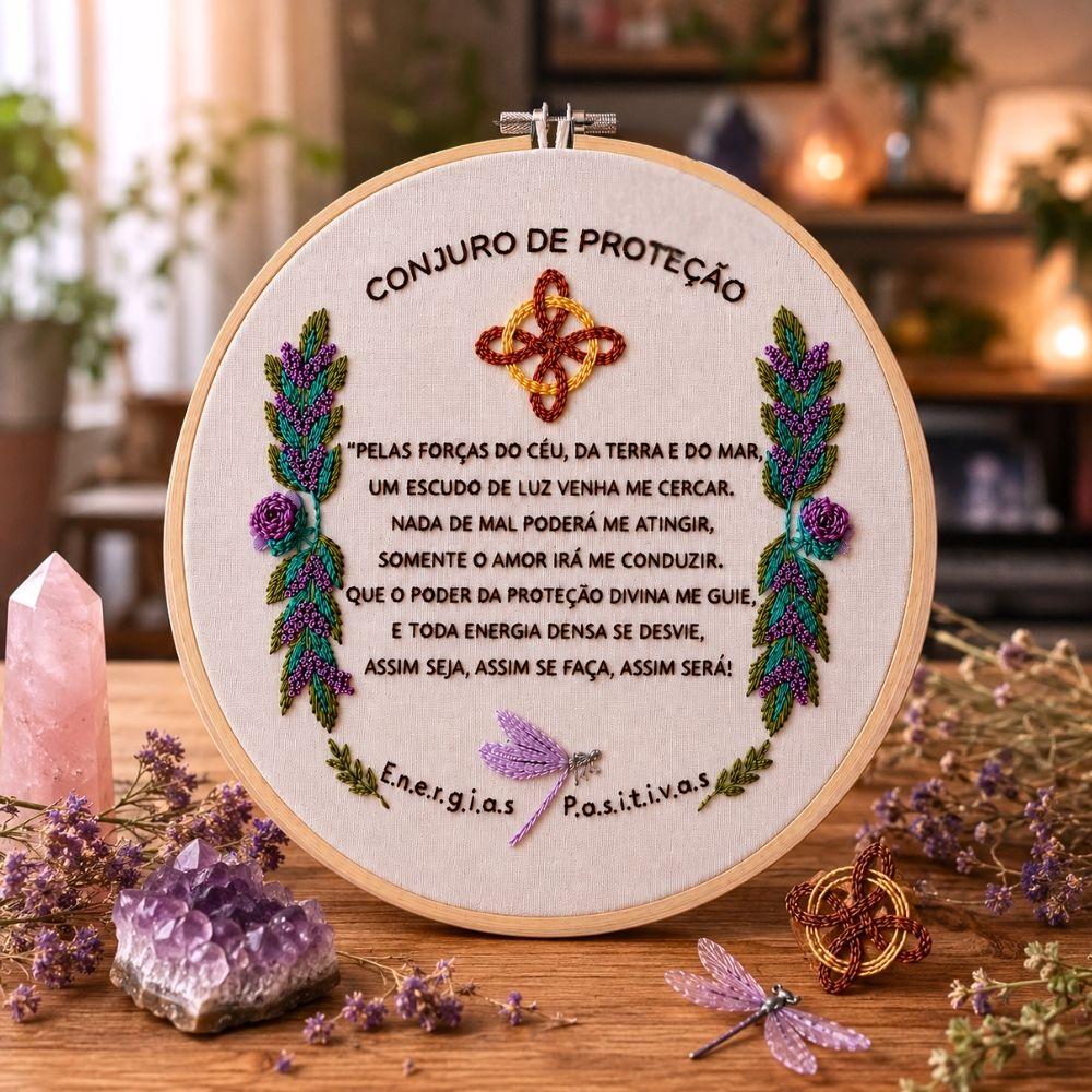 Conjuro de Proteção Nó de Bruxa Libélula Bordado à mão em B