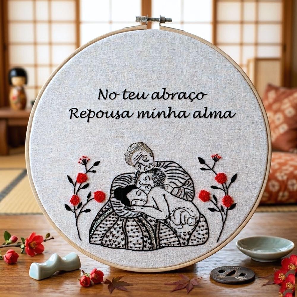 Bastidor Bordado Mães Ancestrais 4 Gerações, Amor e Gestação