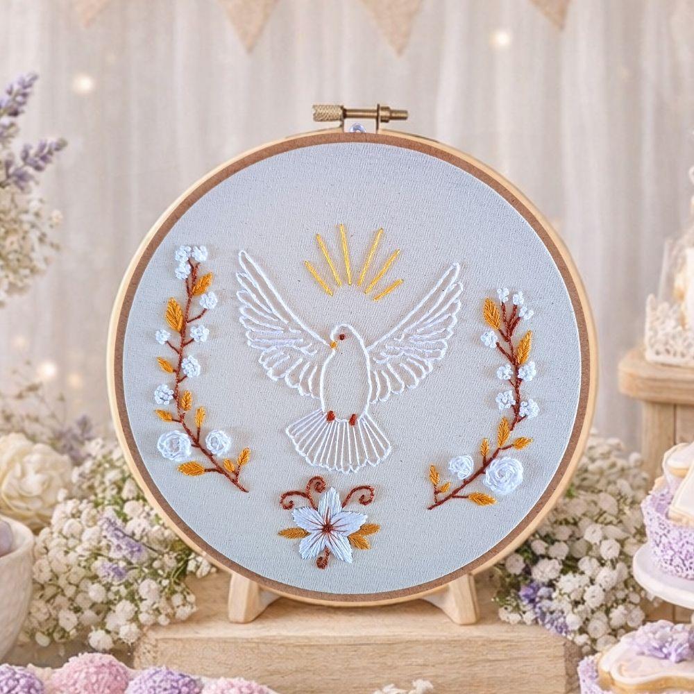 Bordado à mão Espirito Santo Batizado Quarto Bebê Quadro Basti