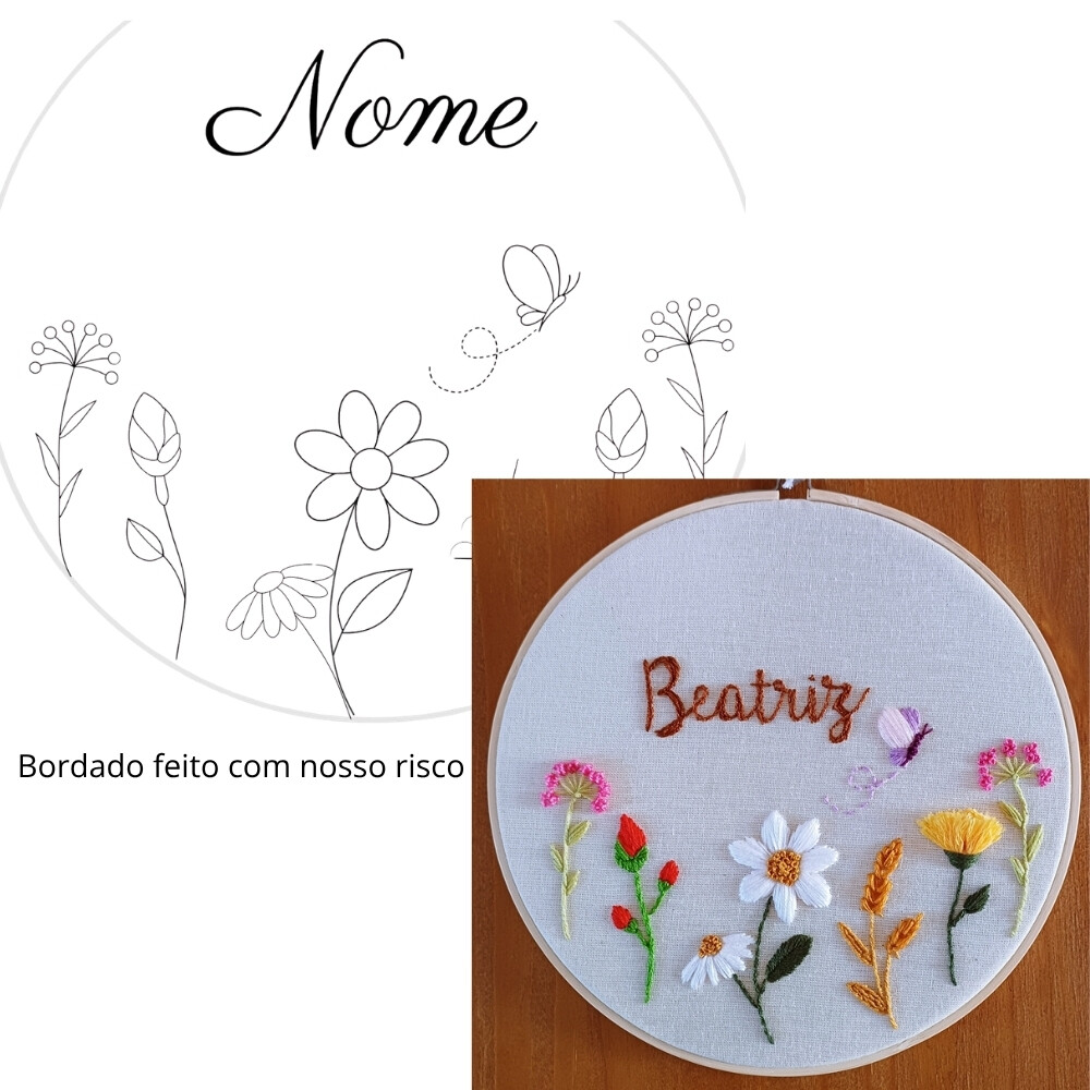 Risco para Bordar Porta Maternidade Jardim 🌹Nome Personalizado