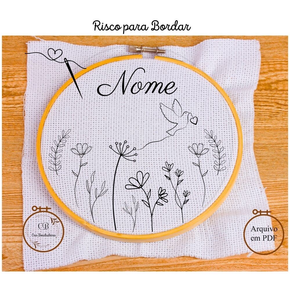 Risco para Bordar Porta Maternidade 🌹Jardim do Amor  💖 Nome