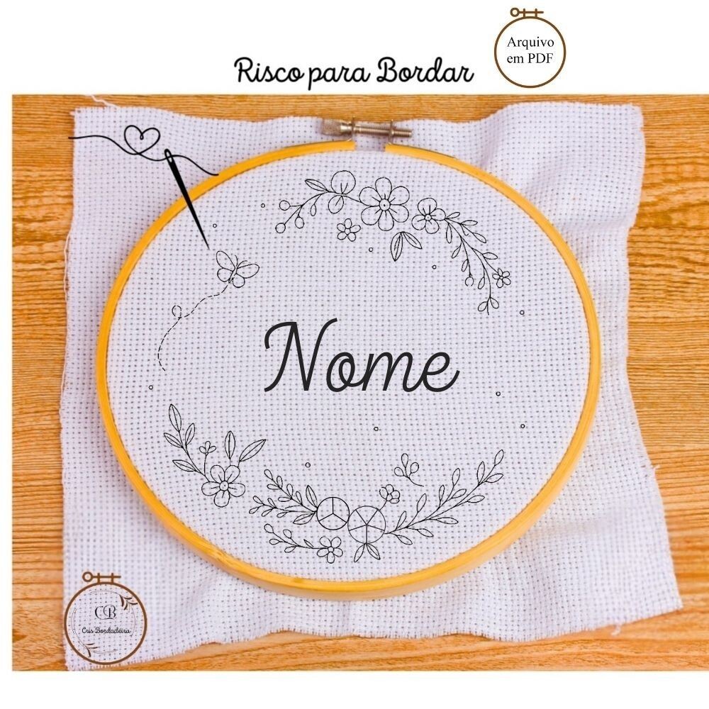 Risco para Bordar Porta Maternidade  Floral Borboletas 🦋 e Ros