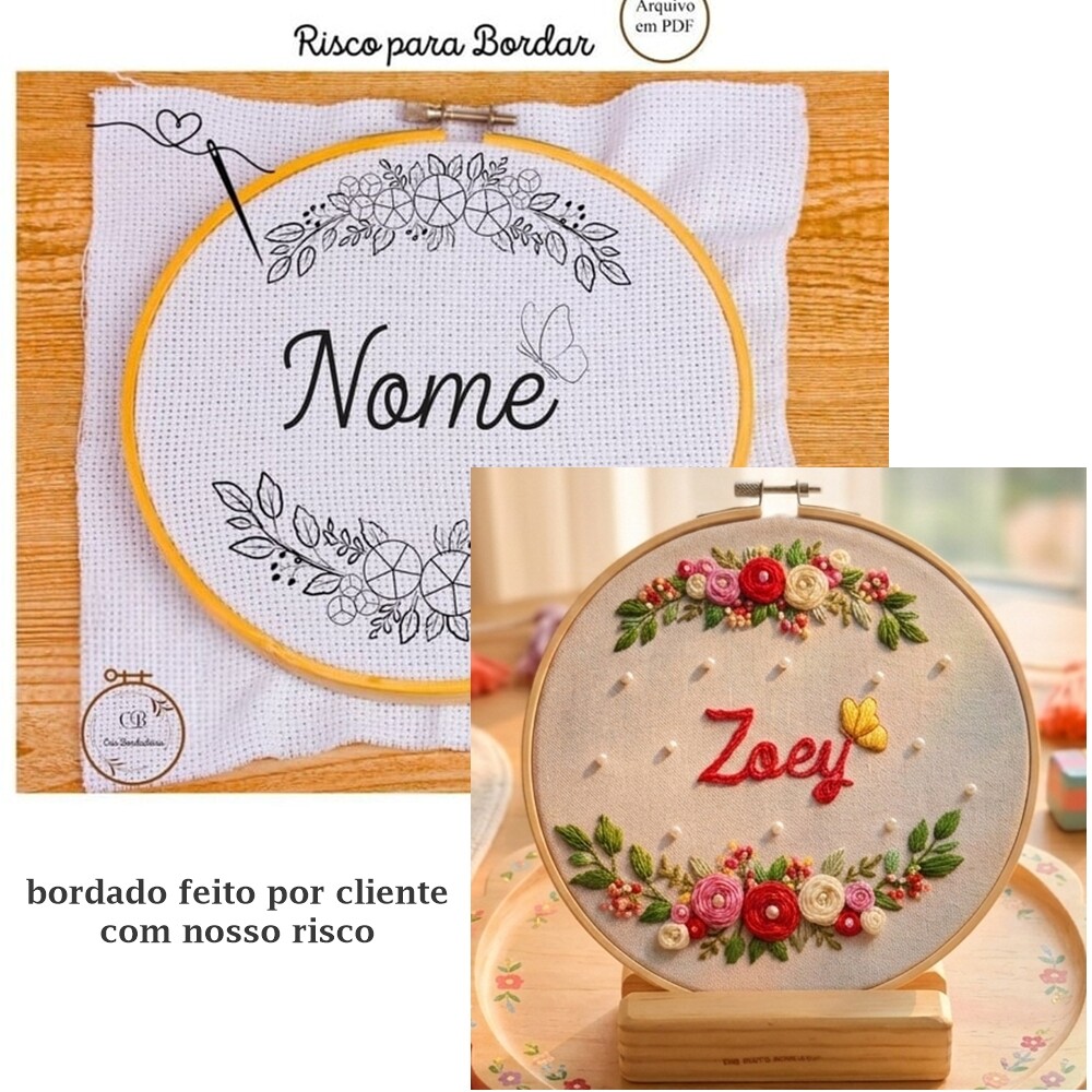 Risco para Bordar Porta Maternidade  Floral Rosas🌹Nome Persona