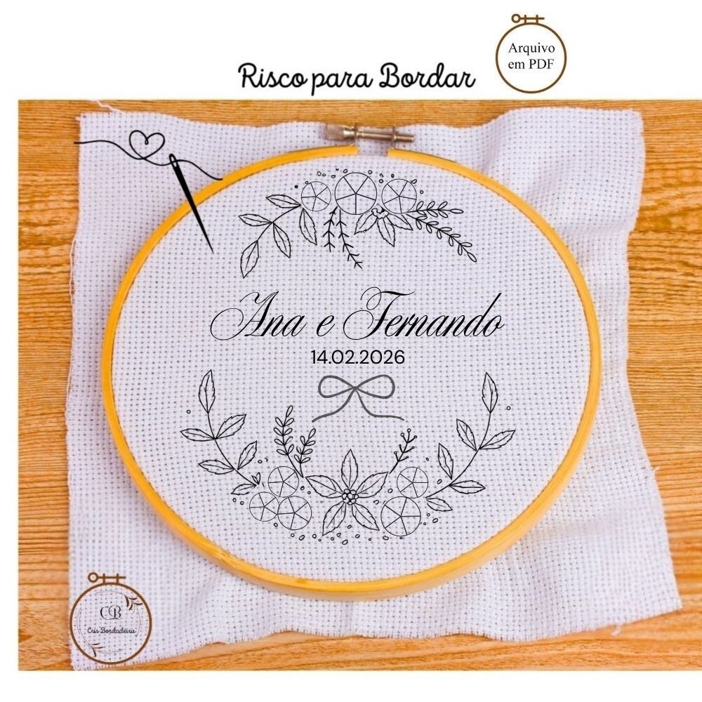 Risco para Bordar 💍Porta Alianças Floral 🌹 Gráfico Bordad