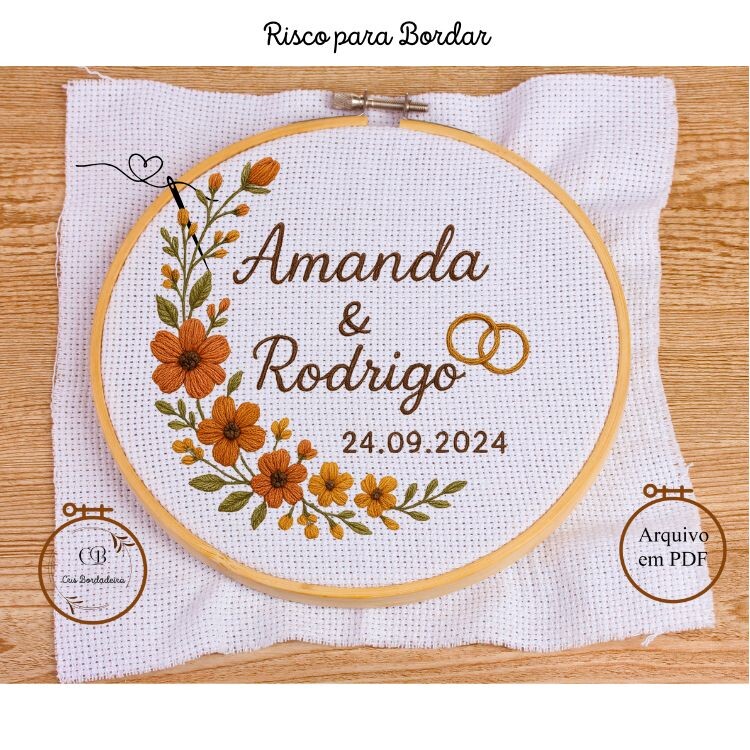 Risco para Bordar 💍Porta Alianças Floral 🌹 Gráfico Bordad