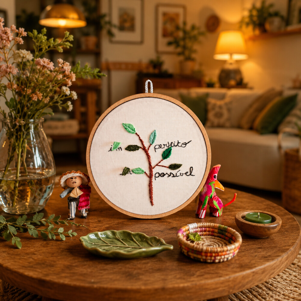 Quadro Decoração Interativo Presente Afetivo Bordado em Bastido