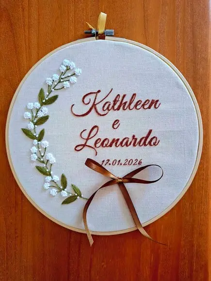 Porta Alianças Véu de Noiva Bordado à Mão Personalizado em Ba