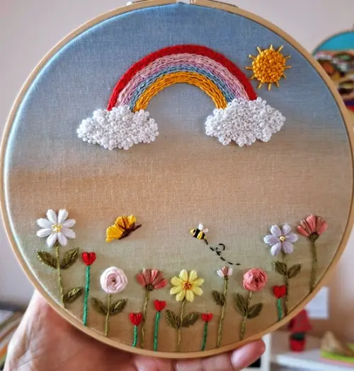 Porta Maternidade Arco-Iris Bordado a mão Personalizo Nome
