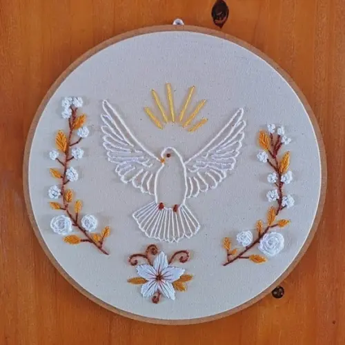 Bordado à mão Espirito Santo Batizado Quarto Bebê Quadro Basti