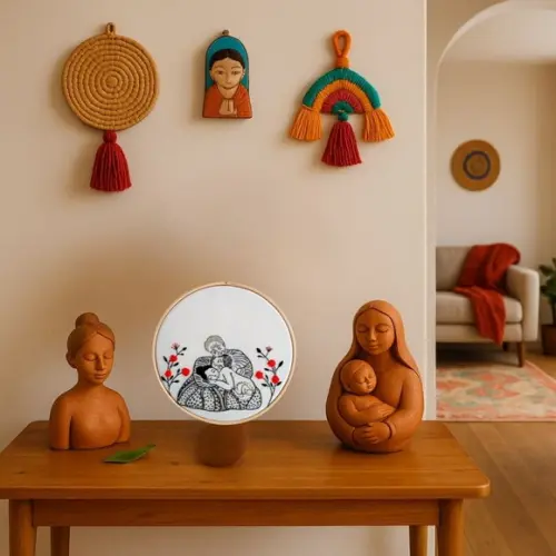 Mães Ancestrais 4 Gerações Quadro Bordado à mão em Bastidor