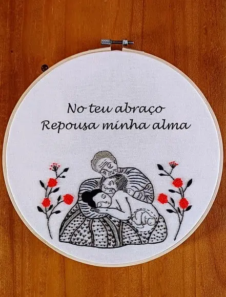 Bastidor Bordado Mães Ancestrais 4 Gerações, Amor e Gestação