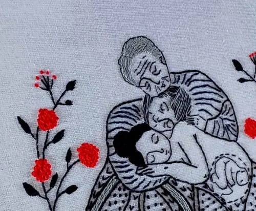 Bastidor Bordado Mães Ancestrais 4 Gerações, Amor e Gestação