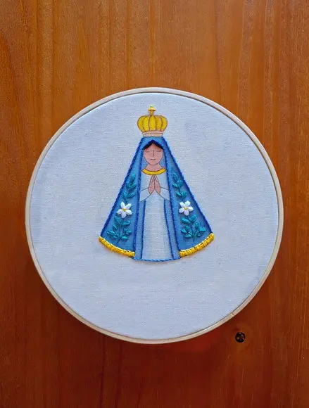 Bastidor Bordado Porta Alianças Nossas Senhora Aparecida