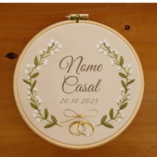 Bastidor Bordado Porta Alianças Véu de Noiva Gypsophila