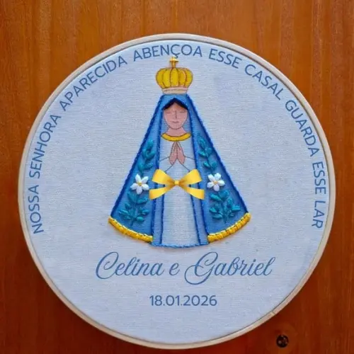 Bastidor Bordado Porta Alianças Nossas Senhora Aparecida