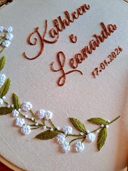 Bastidor Bordado Porta Alianças Véu de Noiva Gypsophila