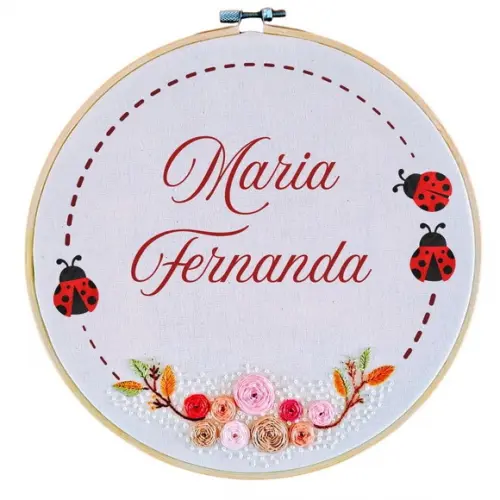 Bastidor Bordado Porta Maternidade Personalizado Joaninha