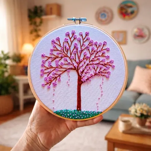 Ipê Roxo Bordado a mão em Bastidor