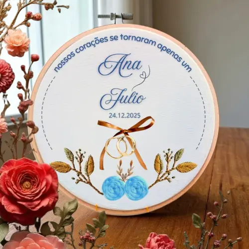 Porta Alianças Rosas Personalizado com Frase ou Salmo