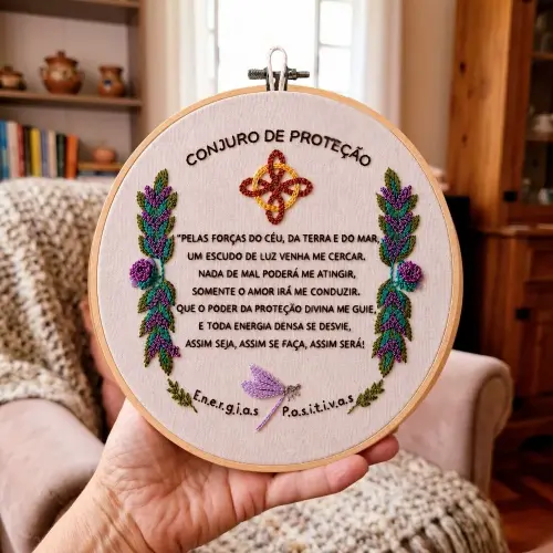 Conjuro de Proteção Nó de Bruxa Libélula Bordado à mão em B